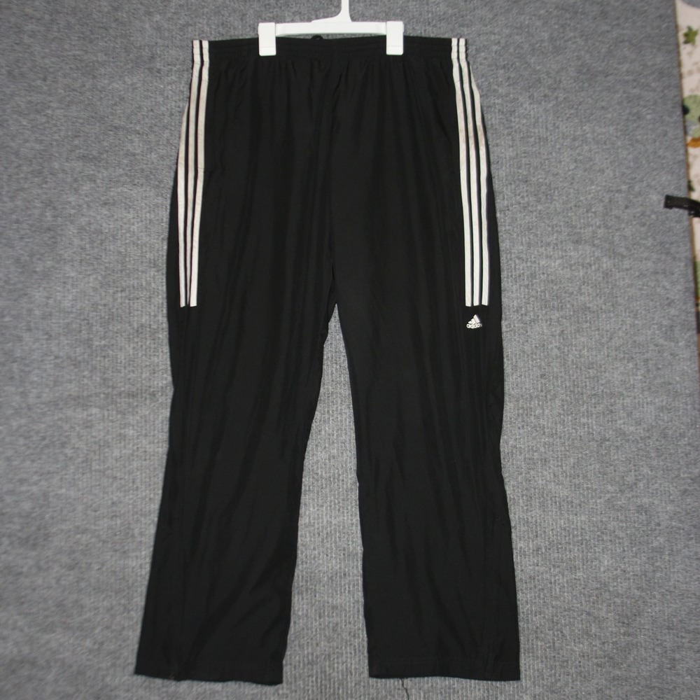 Adidas Mens Track‎ Pants XL Black White 3 Stripe Athletic Performance Sportswear